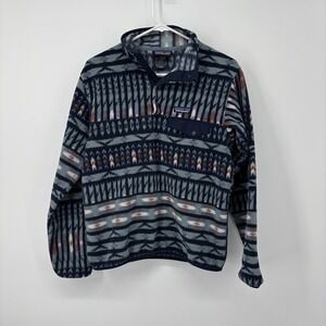 Patagonia Synchilla Snap-T Fleece Womens Size Small Kuta Klash Shadow Blue Aztec